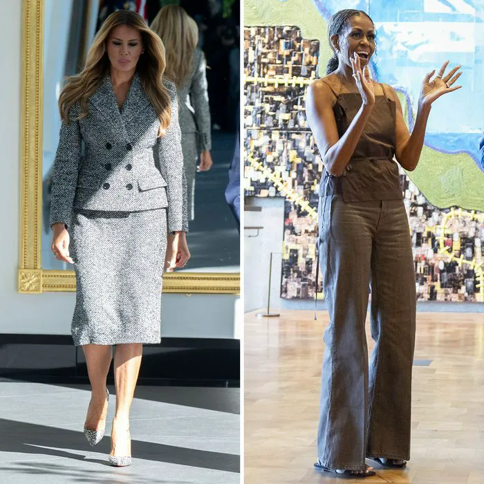"Comparative image of Michelle Obama and Melania Trump"