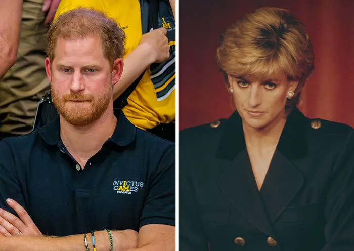 Prince Harry and Princess Diana upset