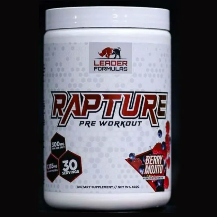 "RAPTURE Preworkout in Berry Mojito flavor"