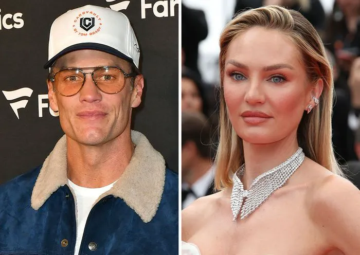 "Tom Brady and Candice Swanepoel smiling together"