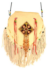 Kesha Halloween Costume - White Leather Indian Pouch With Fringe