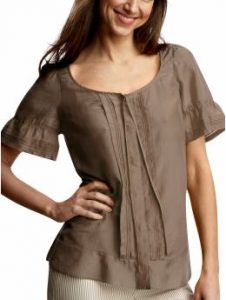 gap cocoa powder ruffled pintuck top